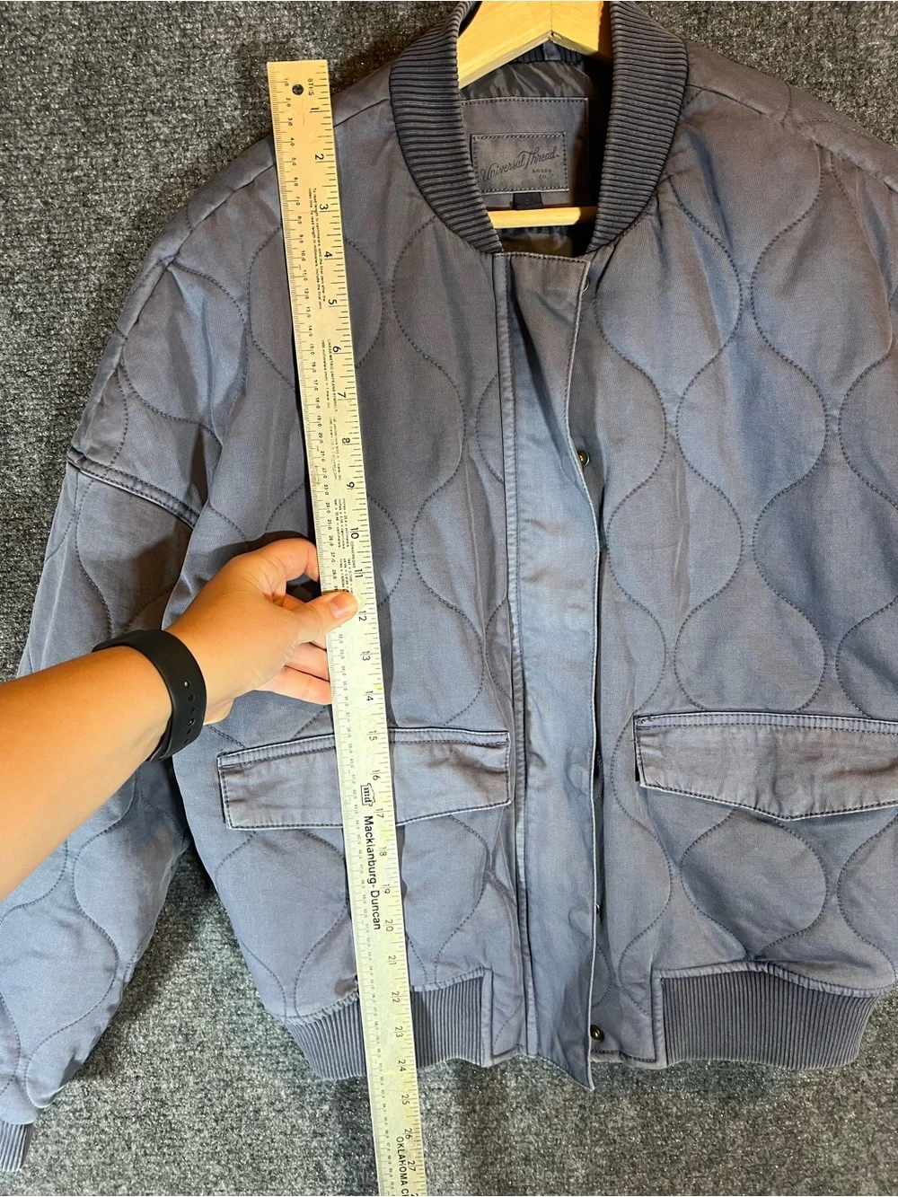 Quilted Bomber Jacket - Dusty Blue